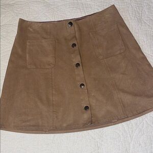 Kendall & Kylie Tan A-Line Mini Skirt with Button Detail